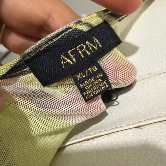 AFRM Biona Striped Ankle Length Bodycon Dress Asymmetrical Neck Ruched Mesh - Picture 10 of 10